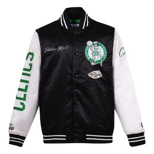 Mitchell & Ness Black and White Celtics Varsity Jacket